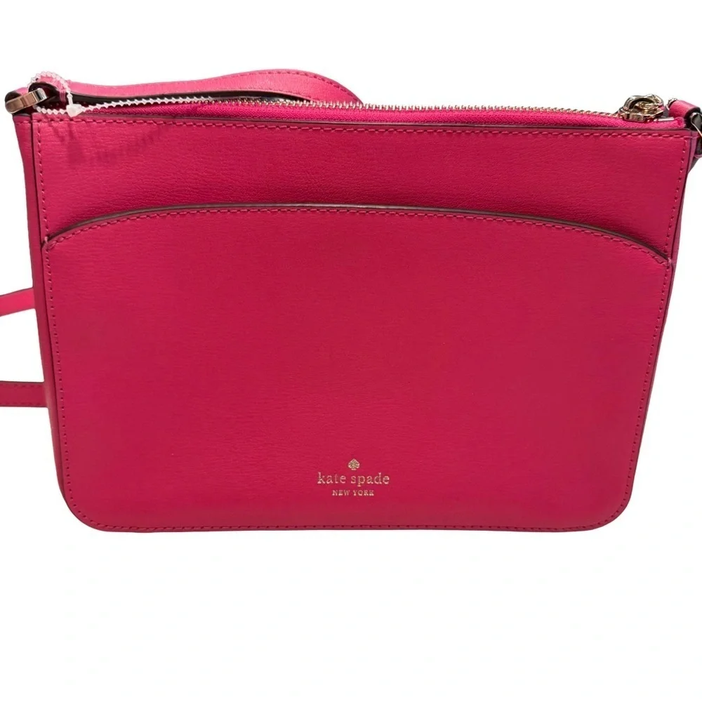 KATE SPADE Adel Pink Leather Medium Top Zip Crossbody Bag NEW